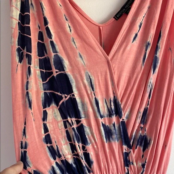 Boston Proper Pink Asymmetrical Ruched Sundress - Picture 6 of 6